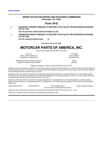 Vorschaubild Motorcar Parts of America 10-Q Quartalsbericht  