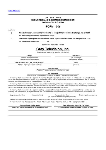 Miniature Gray Media
 10-Q Rapport trimestriel  