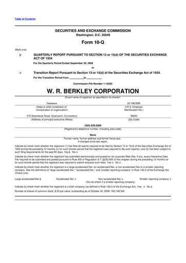 Vorschaubild W. R. Berkley 10-Q Quartalsbericht  