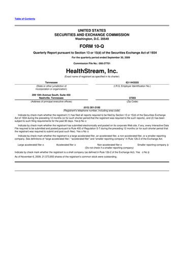 Thumbnail HealthStream 10-Q Quarterly Report FY 