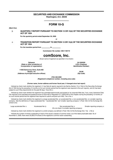 Thumbnail Comscore
 10-Q Quarterly Report FY 