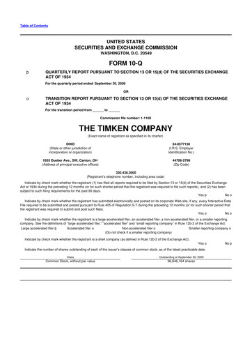 Thumbnail Timken Company
 10-Q Quarterly Report FY 