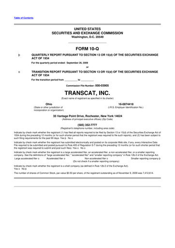 Thumbnail Transcat 10-Q Quarterly Report FY 