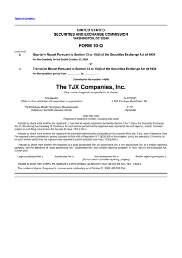 Thumbnail TJX Companies 10-Q Quarterly Report FY 