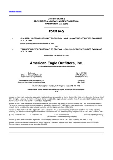 Thumbnail American Eagle Outfitters
 10-Q Quarterly Report FY 