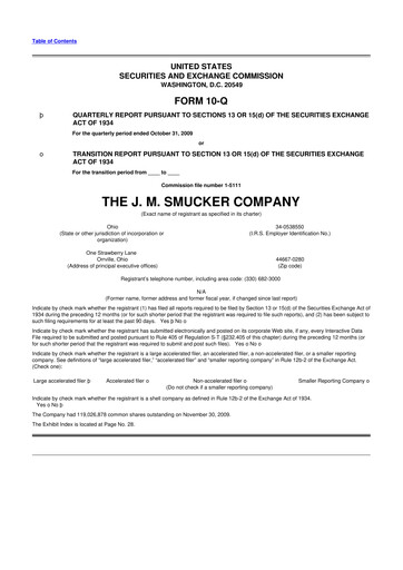 Thumbnail J.M. Smucker Company 10-Q Quarterly Report FY 