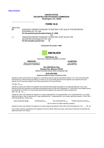 Thumbnail H&R Block
 10-Q Quarterly Report FY 