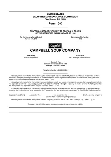 Miniature 
Campbell's 10-Q Rapport trimestriel  