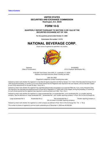 Thumbnail National Beverage
 10-Q Quarterly Report FY 