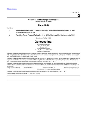 Thumbnail Genesco
 10-Q Quarterly Report FY 