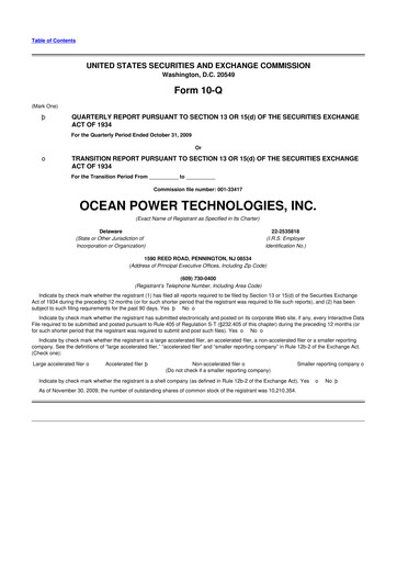 Thumbnail Ocean Power Technologies
 10-Q Quarterly Report FY 