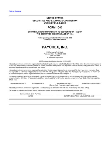 Vorschaubild Paychex 10-Q Quartalsbericht  