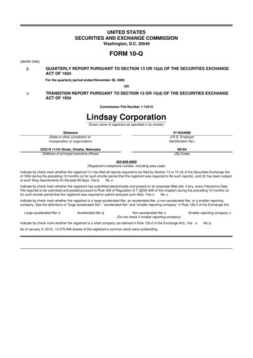 Thumbnail Lindsay Corporation
 10-Q Quarterly Report FY 