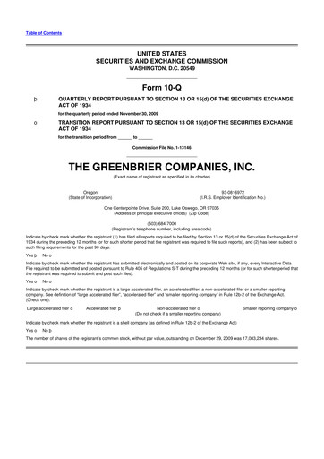 Thumbnail The Greenbrier Companies
 10-Q Quarterly Report FY 