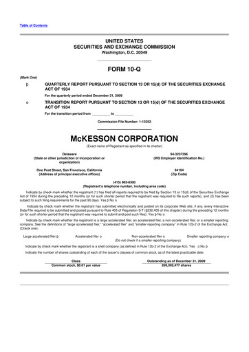 Miniature McKesson 10-Q Rapport trimestriel  