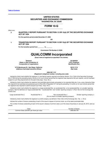 Vorschaubild QUALCOMM 10-Q Quartalsbericht  