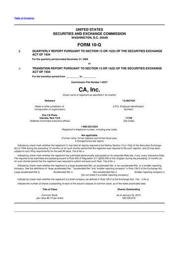 Thumbnail CA Technologies 10-Q Quarterly Report FY 