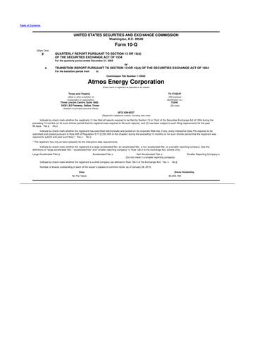 Vorschaubild Atmos Energy 10-Q Quartalsbericht  