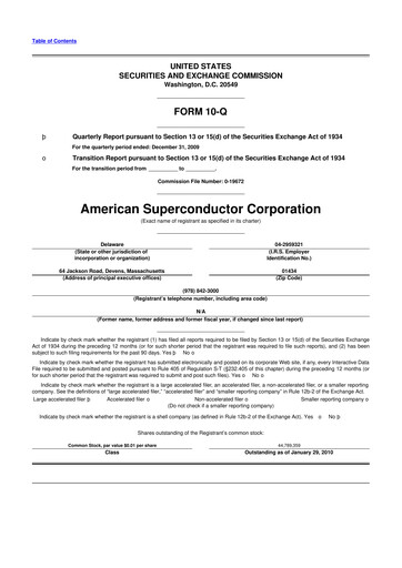 Vorschaubild American Superconductor Corporation 10-Q Quartalsbericht  