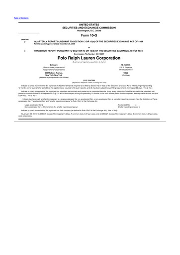 Thumbnail Ralph Lauren 10-Q Quarterly Report FY 