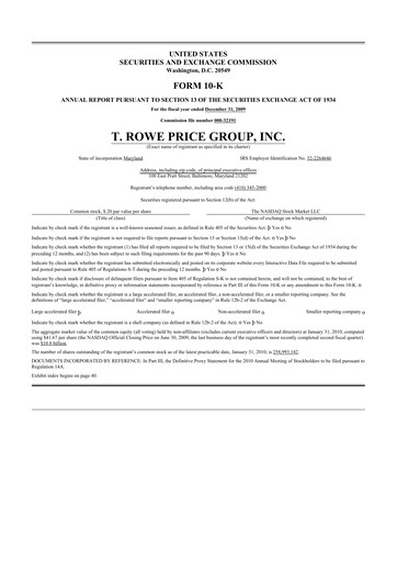 Miniature T. Rowe Price
 10-K Rapport annuel 