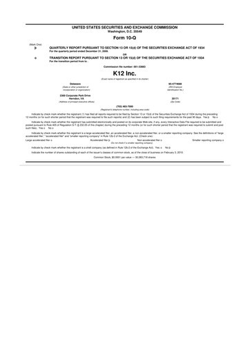 Thumbnail Stride (K12 Education)
 10-Q Quarterly Report FY 