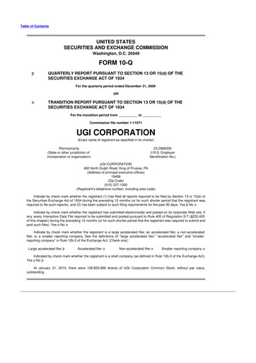 Thumbnail UGI Corporation
 10-Q Quarterly Report FY 