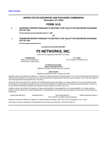 Vorschaubild F5 10-Q Quartalsbericht  