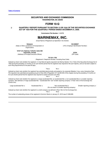 Thumbnail MarineMax 10-Q Quarterly Report FY 