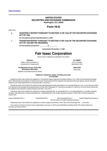 Thumbnail Fair Isaac (FICO) 10-Q Quarterly Report FY 