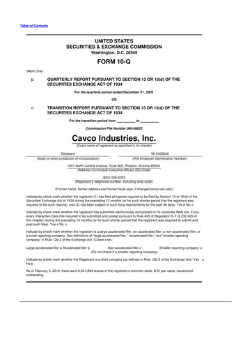 Vorschaubild Cavco Industries 10-Q Quartalsbericht  