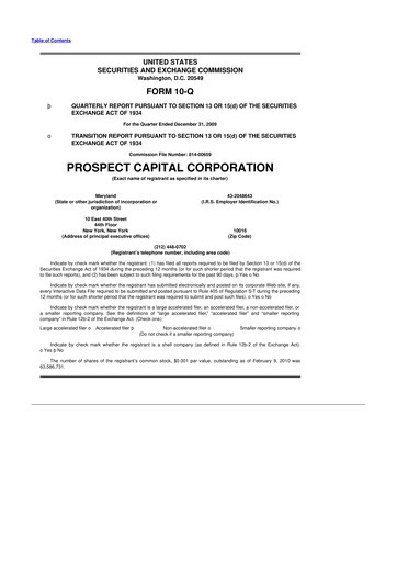 Thumbnail Prospect Capital 10-Q Quarterly Report FY 