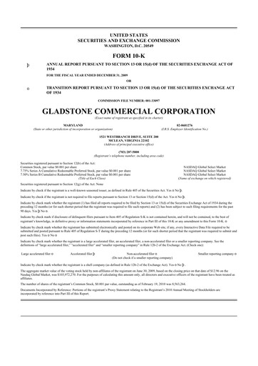 Thumbnail Gladstone Commercial 10-K Annual Report 