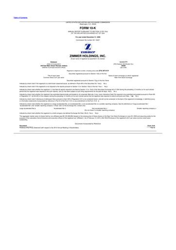 Thumbnail Zimmer Biomet 10-K Annual Report 