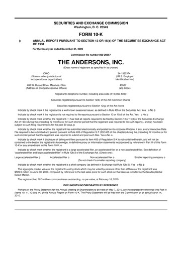 Miniature The Andersons, Inc. 10-K Rapport annuel 