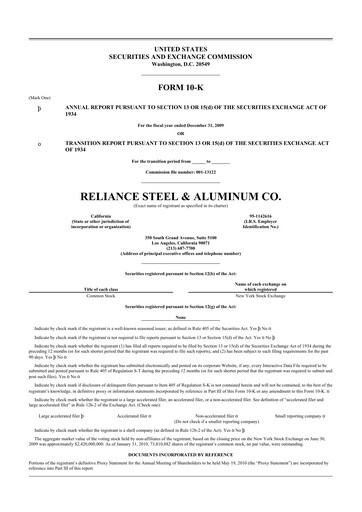 Thumbnail Reliance


 10-K Annual Report 