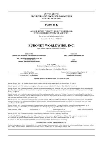 Thumbnail Euronet Worldwide
 10-K Annual Report 