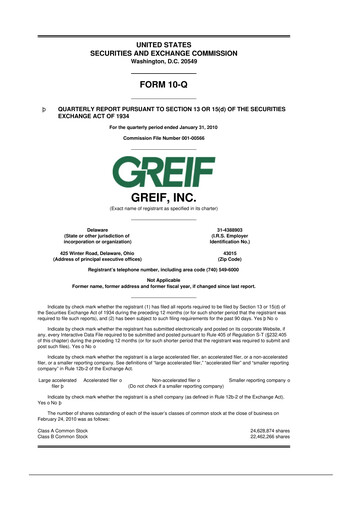 Thumbnail Greif 10-Q Quarterly Report FY 