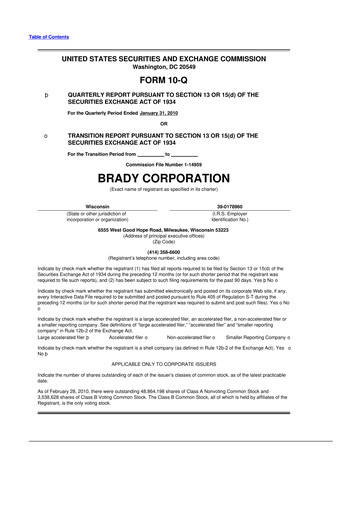 Thumbnail Brady Corporation 10-Q Quarterly Report FY 