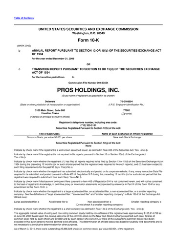 Thumbnail PROS Holdings, Inc.
 10-K Annual Report 