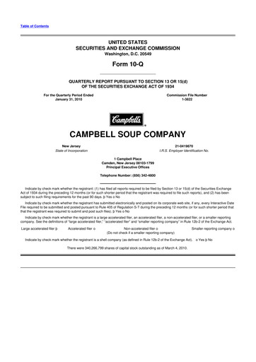 Miniature 
Campbell's 10-Q Rapport trimestriel  