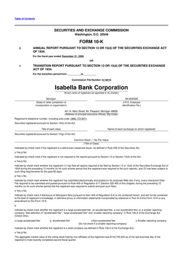 Thumbnail Isabella Bank Corporation 10-K Annual Report 