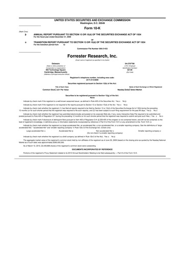 Thumbnail Forrester Research
 10-K Annual Report 