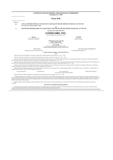 Thumbnail Comscore
 10-K Annual Report 