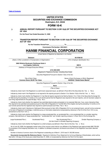 Thumbnail Hanmi Financial 10-K Annual Report 