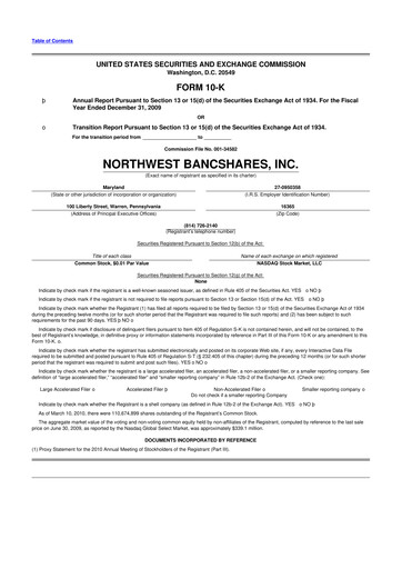 Thumbnail Northwest Bancshares
 10-K Annual Report 