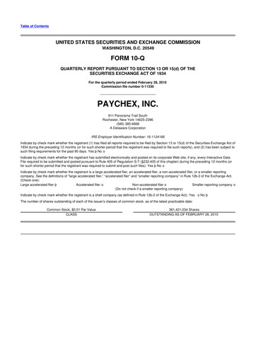 Vorschaubild Paychex 10-Q Quartalsbericht 2010 