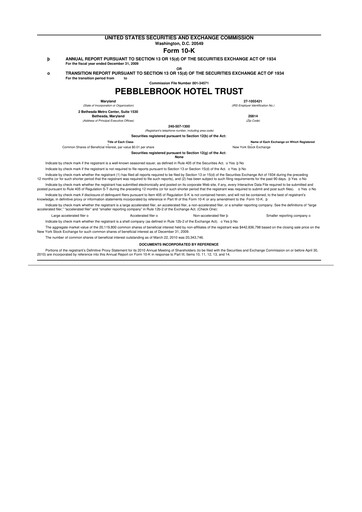 Thumbnail Pebblebrook Hotel Trust 10-K Annual Report 