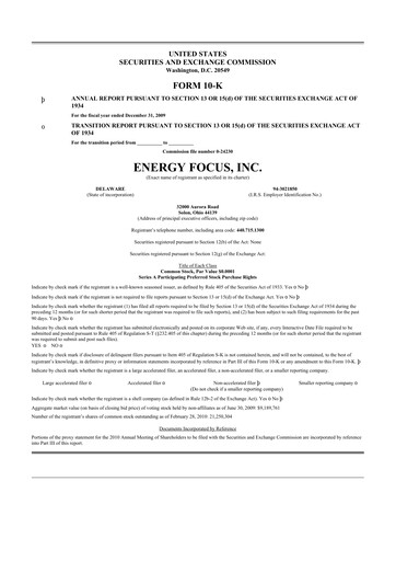 Thumbnail Energy Focus 10-K Annual Report 