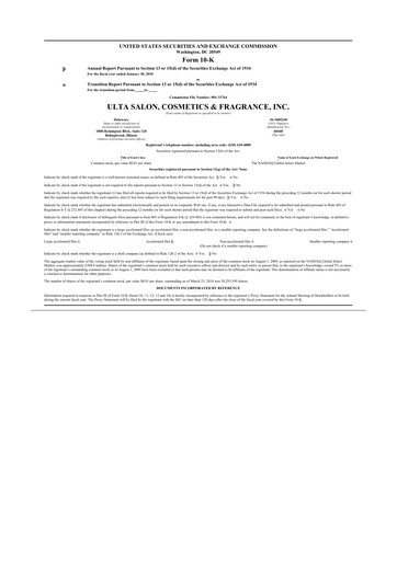 Thumbnail ULTA Beauty
 10-K Annual Report 